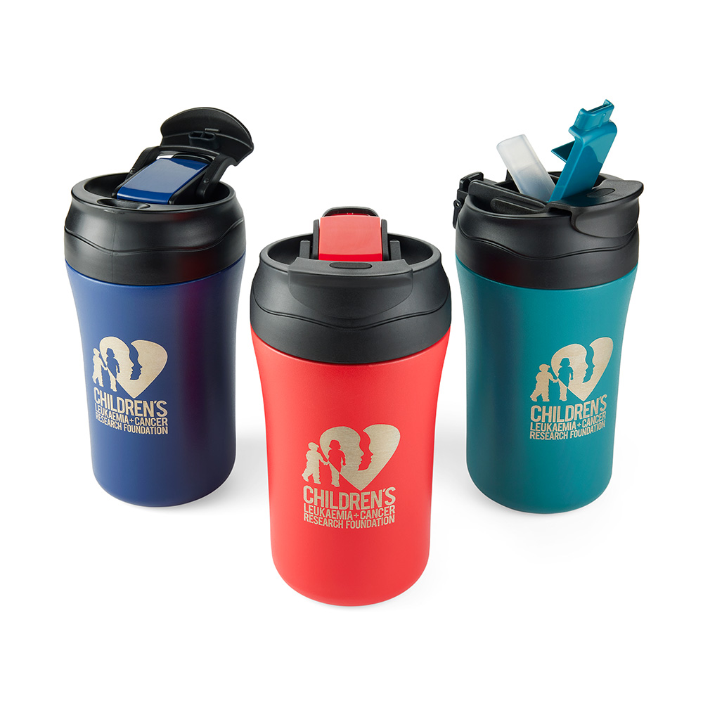 coffee mugs blue red and teal